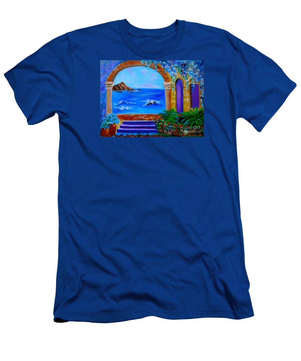 Garden By The Sea T-Shirt featuring the painting Garden Secrets by Jenny Lee