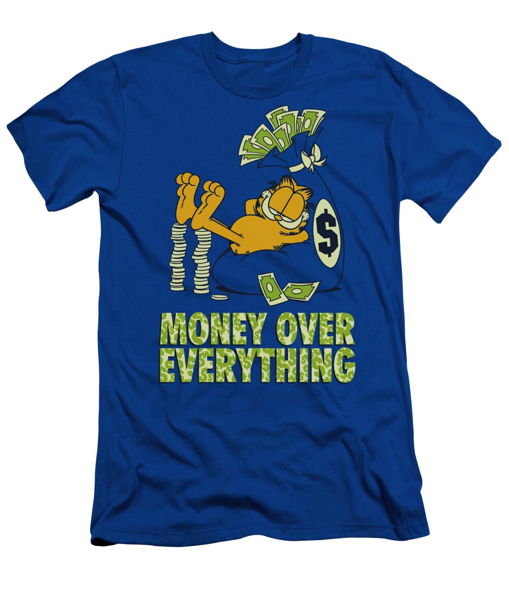 Garfield T-Shirt featuring the digital art Garfield - Money Is Everything by Brand A