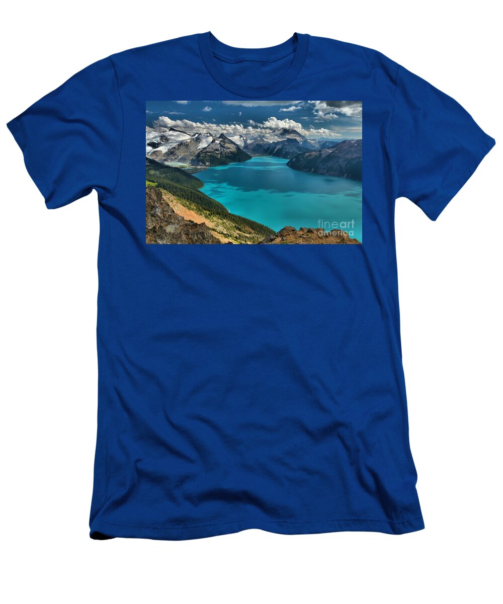 Garibaldi T-Shirt featuring the photograph Garibaldi Lake Blues Greens And Mountains by Adam Jewell