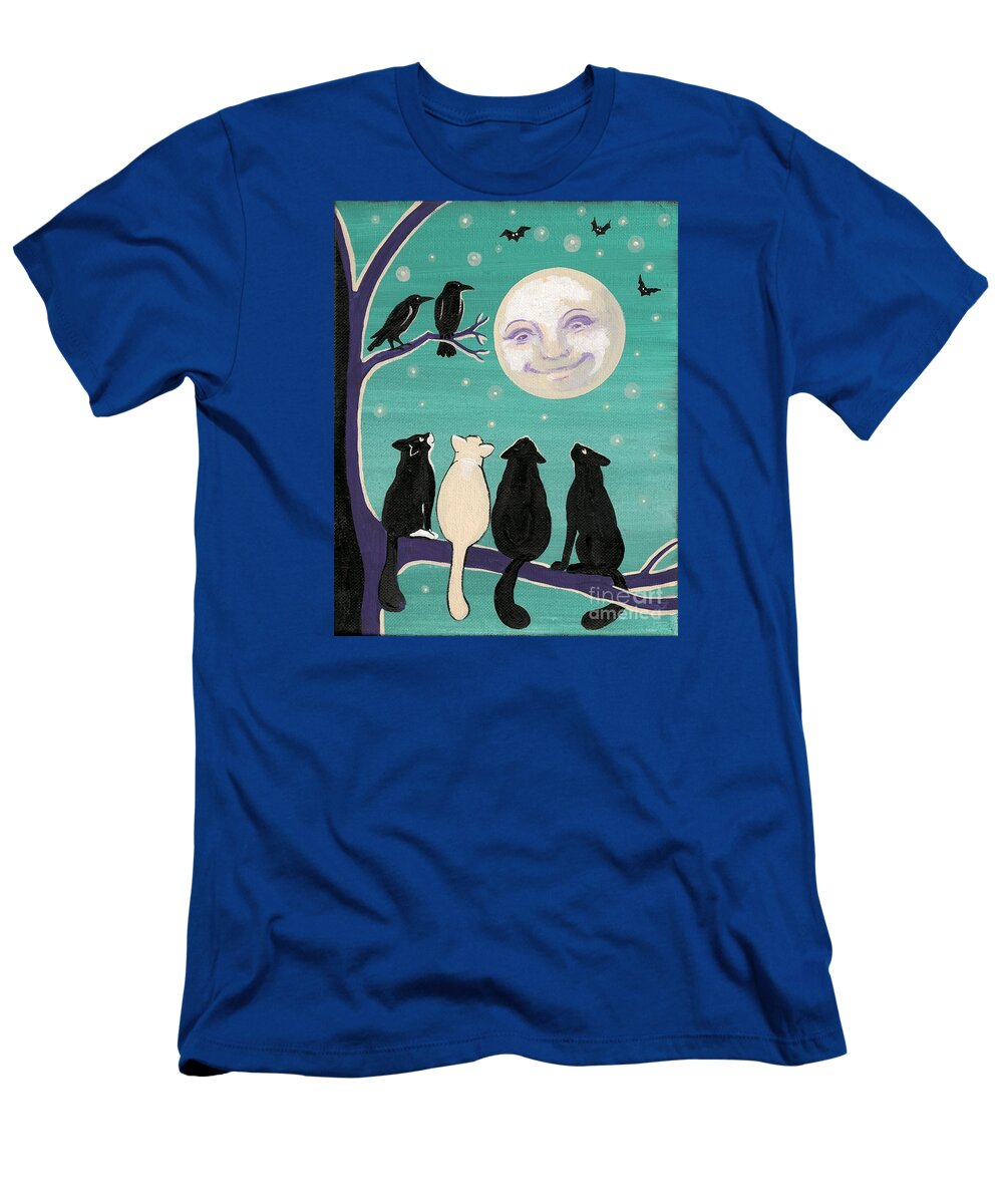 Painting T-Shirt featuring the painting Gathering In The Moonlight by Margaryta Yermolayeva