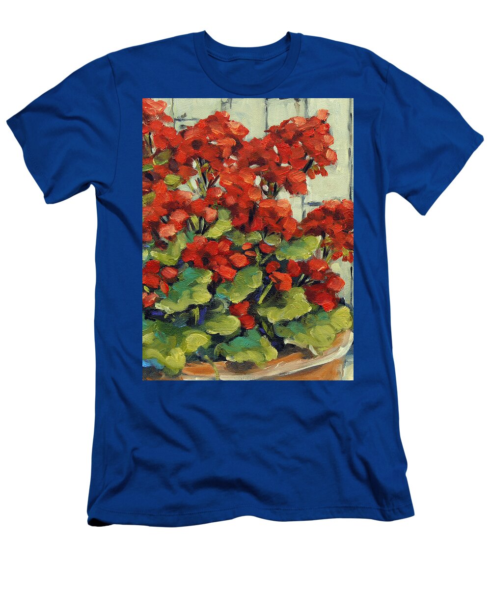 Artist Painter T-Shirt featuring the painting Geranium Blooms by Prankearts by Richard T Pranke