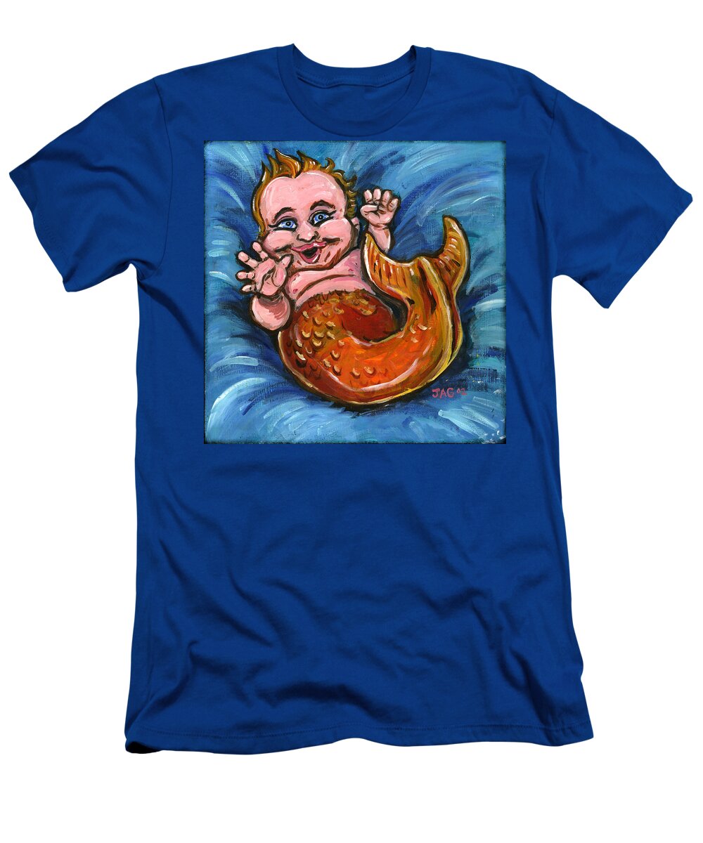 Goldfish T-Shirt featuring the painting Giggly Goldie by John Ashton Golden