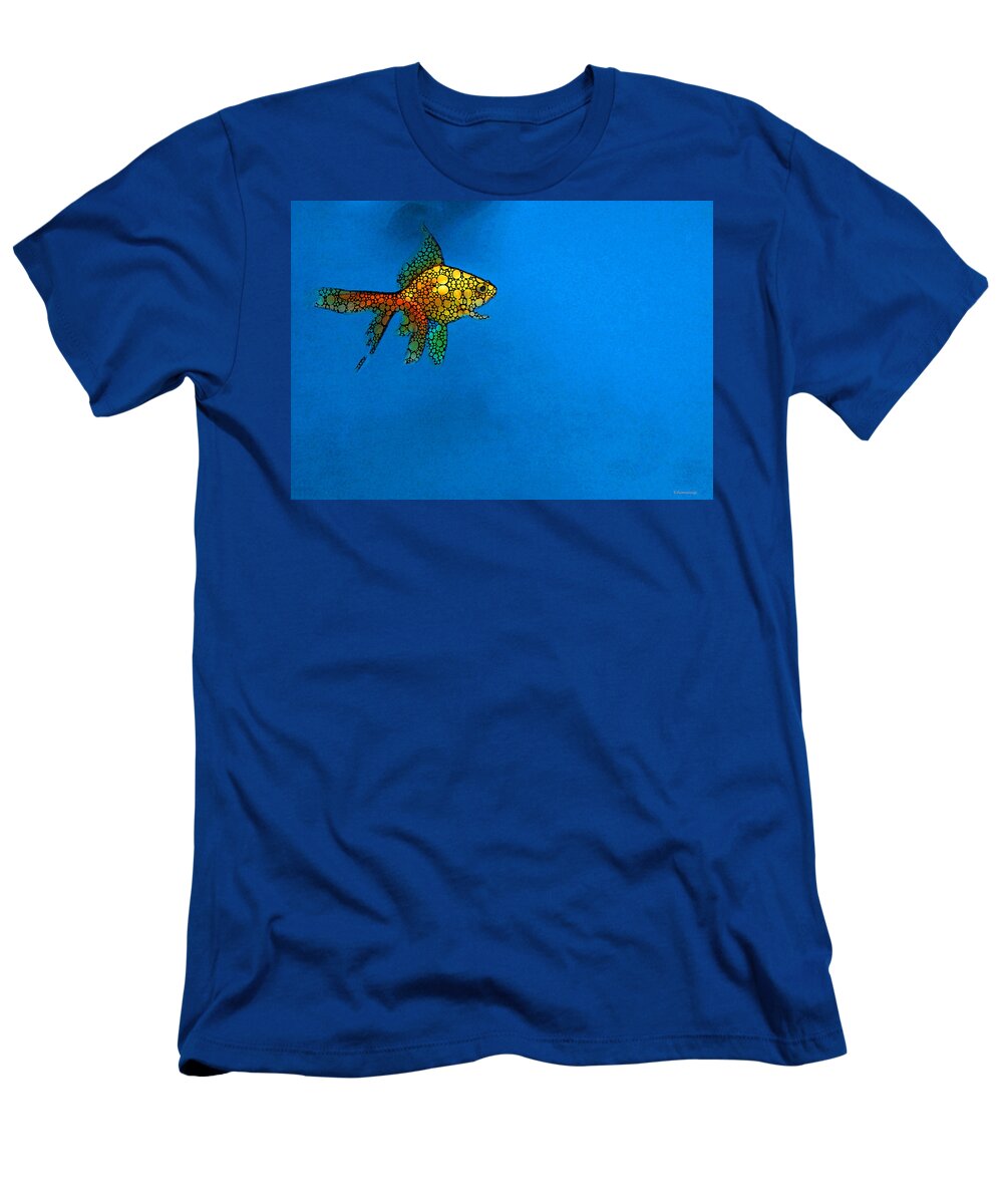 Goldfish T-Shirt featuring the painting Goldfish Study 4 - Stone Rock'd Art By Sharon Cummings by Sharon Cummings