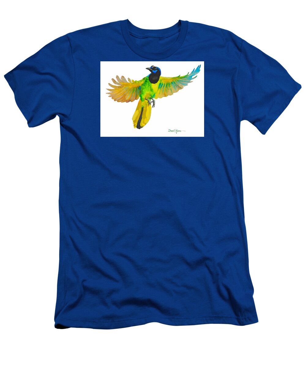 Bird T-Shirt featuring the painting Green Jay by Daniel Adams