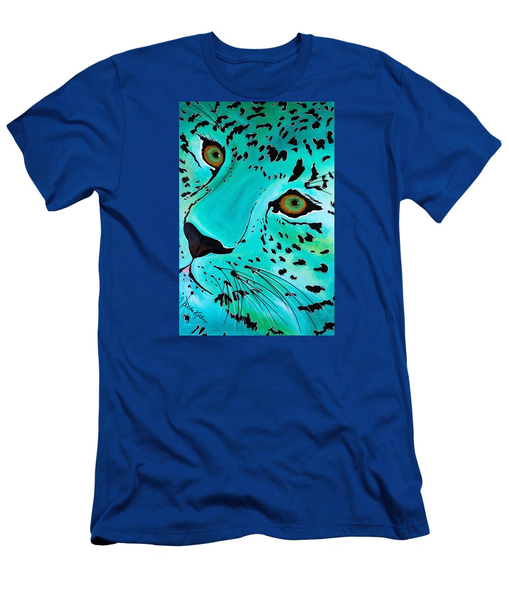 Leopard T-Shirt featuring the painting Happy Cat by Dede Koll