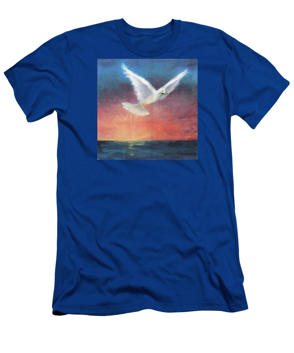 Spiritual T-Shirt featuring the painting The Wings of Peace by Maria Hunt