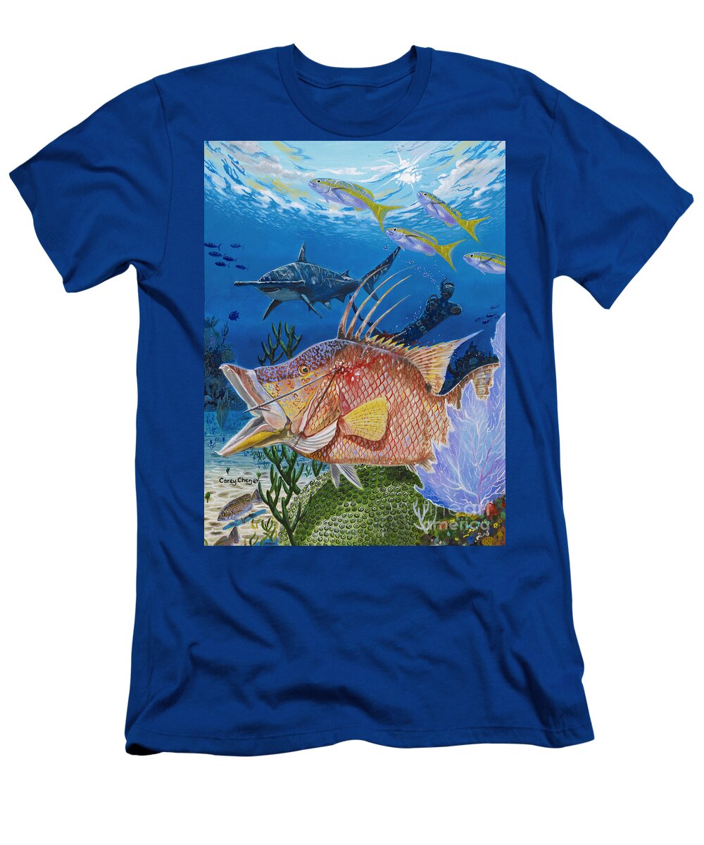 Hog Snapper T-Shirt featuring the painting Hog Fish spear by Carey Chen