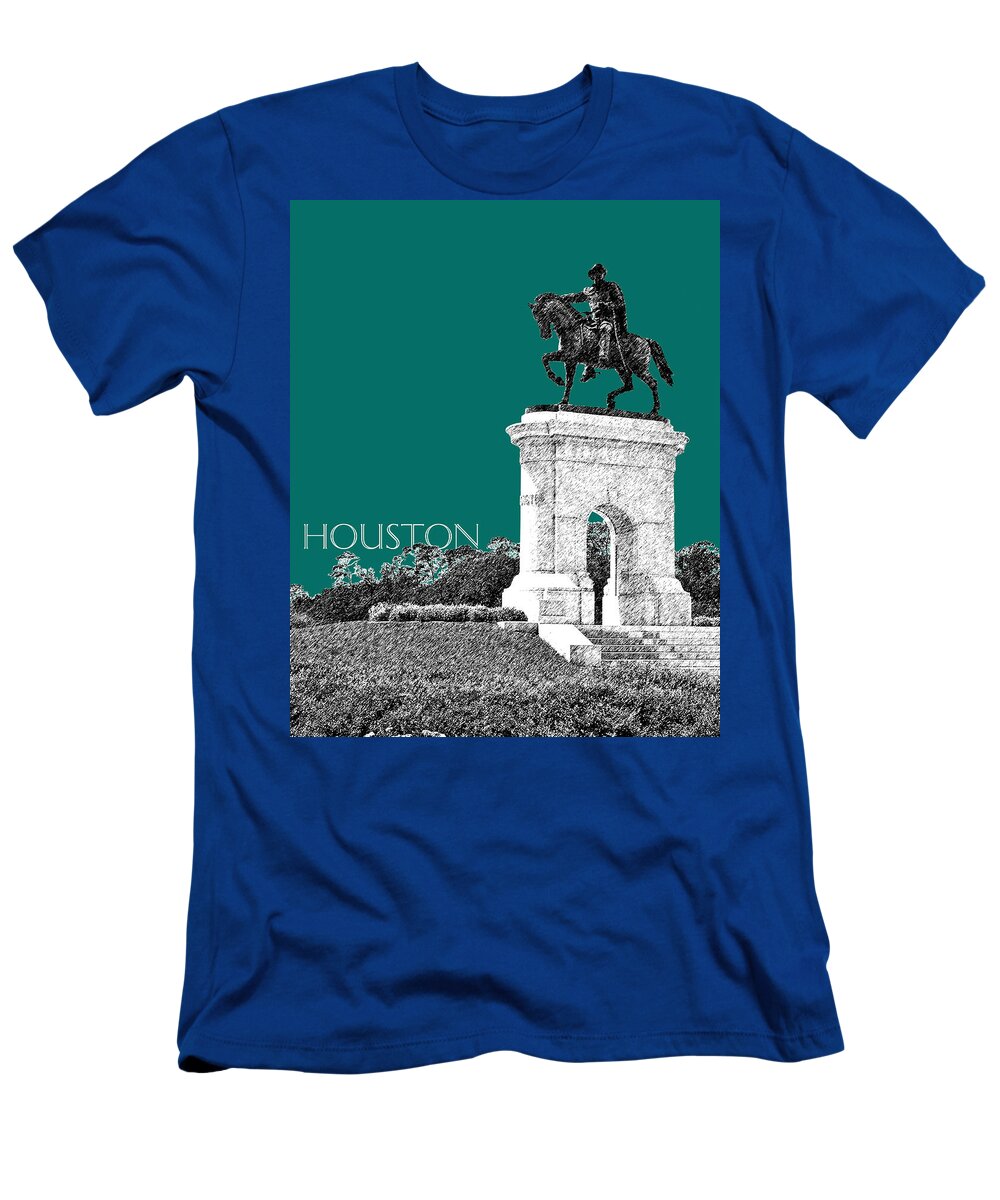 Architecture T-Shirt featuring the digital art Houston Sam Houston Monument - Sea Green by DB Artist