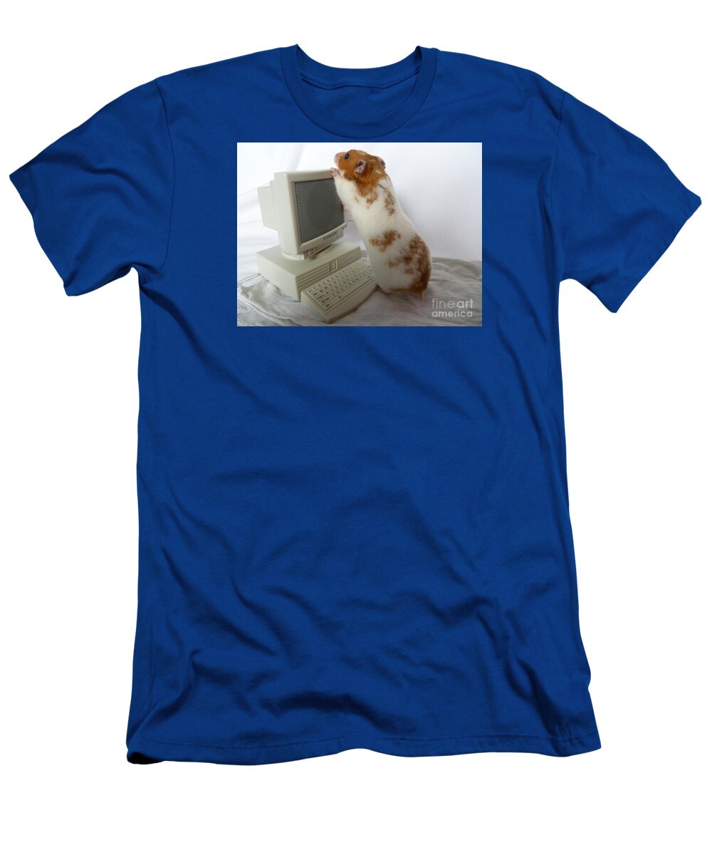 Hamster T-Shirt featuring the photograph How do you switch on this screen? by Vicki Spindler
