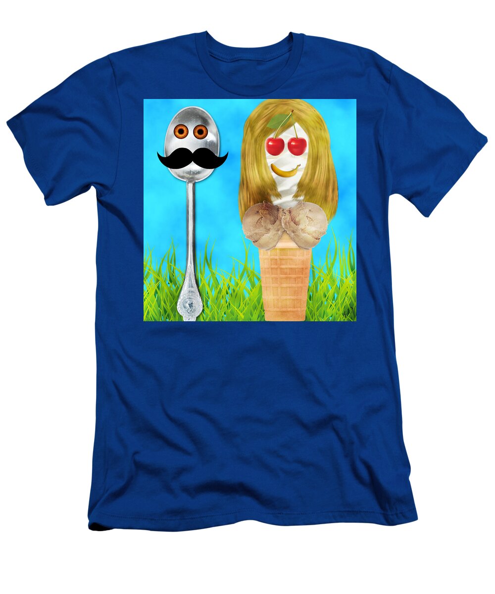 Contest T-Shirt featuring the digital art Ice Cream Couple by Ally White
