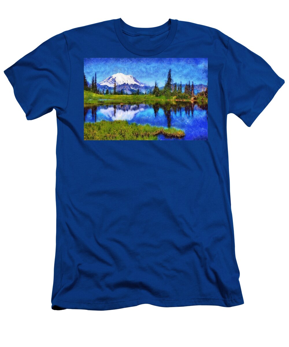 Impressionist Rainier T-Shirt featuring the digital art Impressionist Rainier by Kaylee Mason