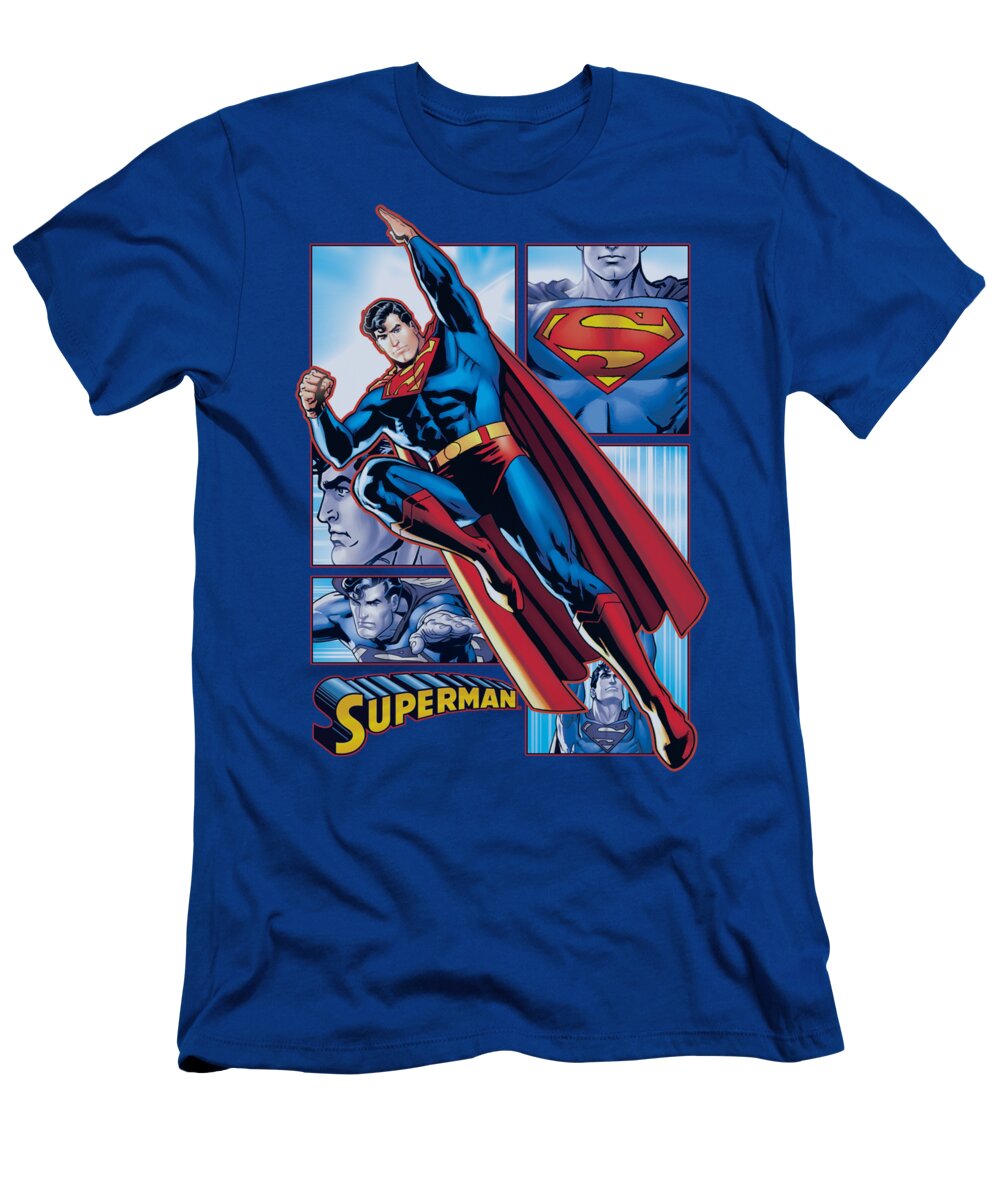 Justice League Of America T-Shirt featuring the digital art Jla - Superman Panels by Brand A