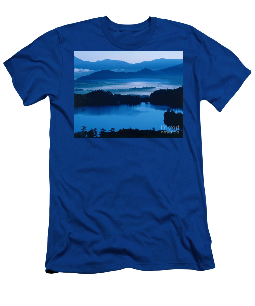 Yu-no-koe T-Shirt featuring the photograph Lake And Moor In Mist by Tomomi Saito