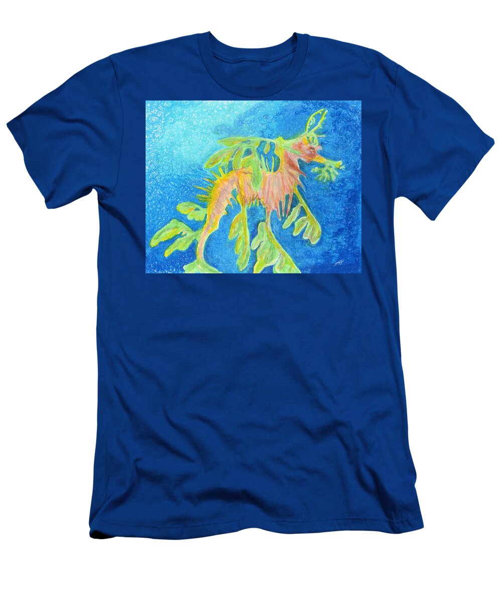 Leafy Seadragon T-Shirt featuring the drawing Leafy SeaDragon by Tanya Hamell