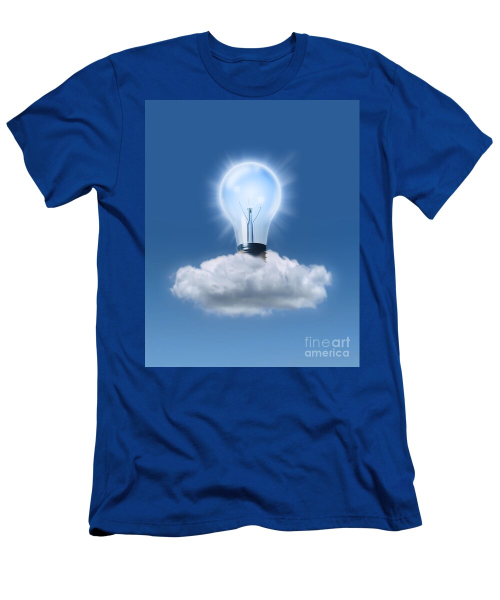 Light T-Shirt featuring the photograph Light Bulb In Cloud by Mike Agliolo