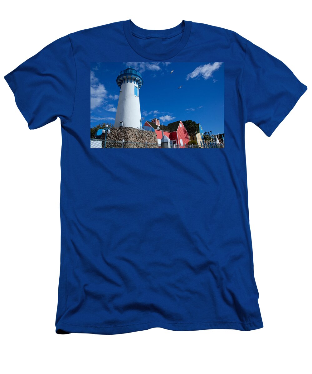 Lighthouse In Fisherman's Village T-Shirt featuring the photograph Lighthouse in Fisherman's Village by Nina Prommer