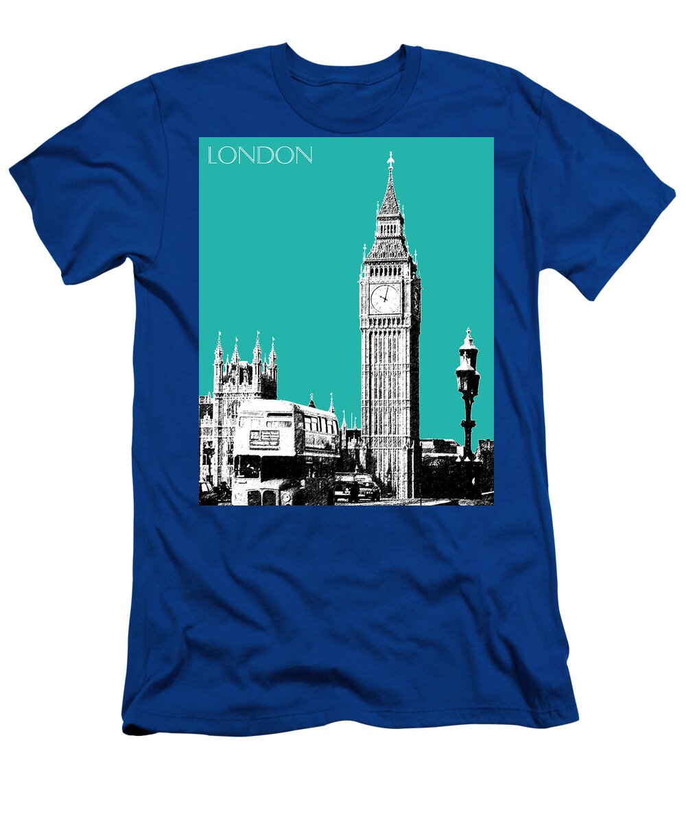 Architecture T-Shirt featuring the digital art London Skyline Big Ben - Teal by DB Artist
