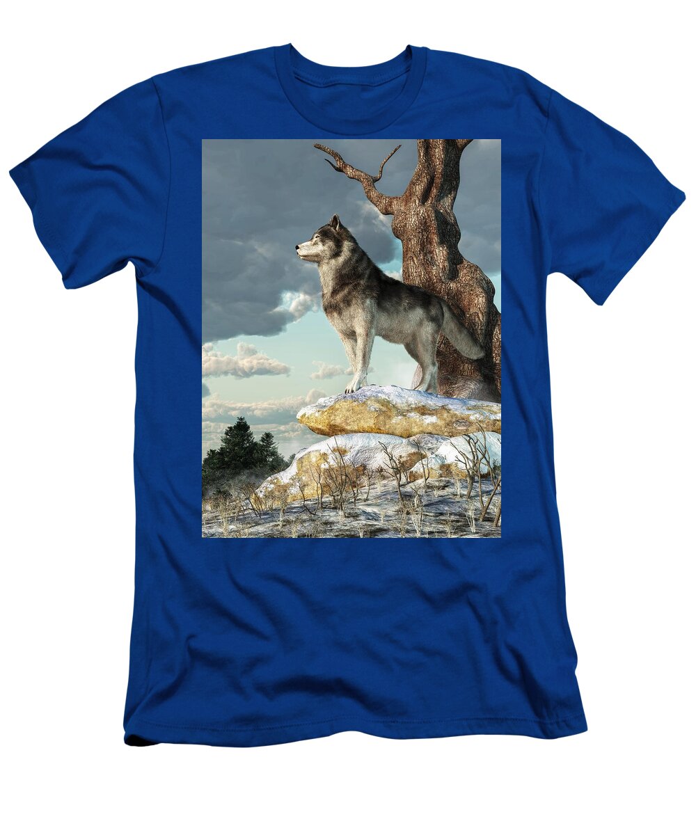 Lone Wolf T-Shirt featuring the digital art Lone Wolf by Daniel Eskridge
