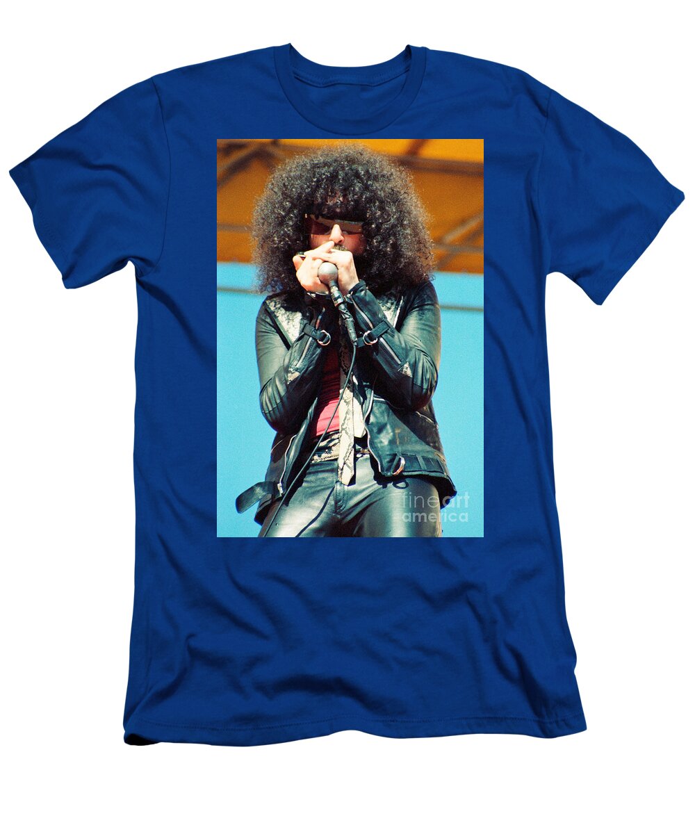 Magic Dick T-Shirt featuring the photograph Magic Dick from J Geils Band - Day on the Green July 4th 1979 by Daniel Larsen