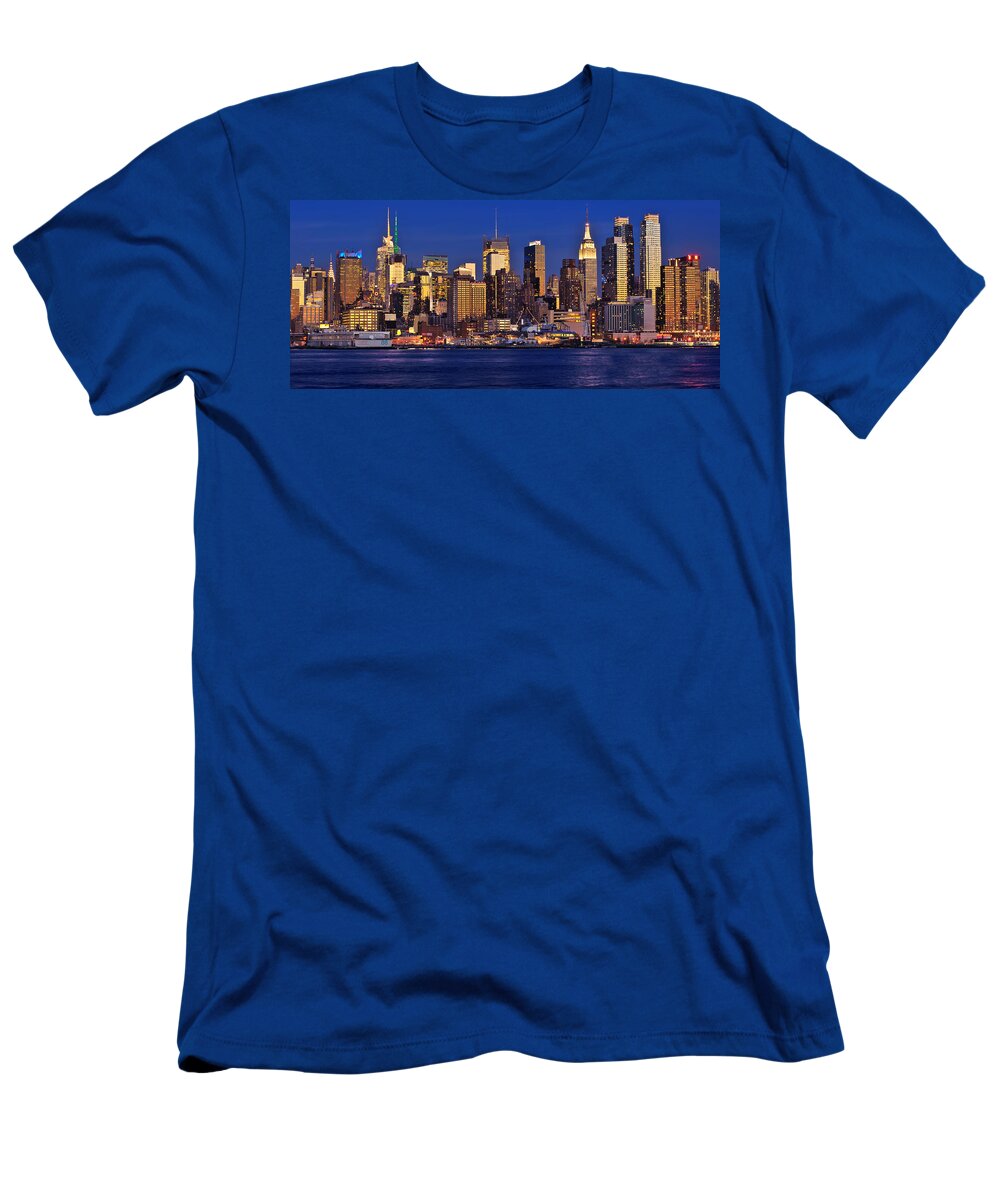 America T-Shirt featuring the photograph Magic Hour in NYC by Mitchell R Grosky