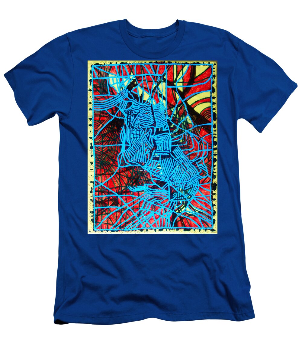 Jesus T-Shirt featuring the ceramic art Maiden in Blue - Mary in the Temple by Gloria Ssali