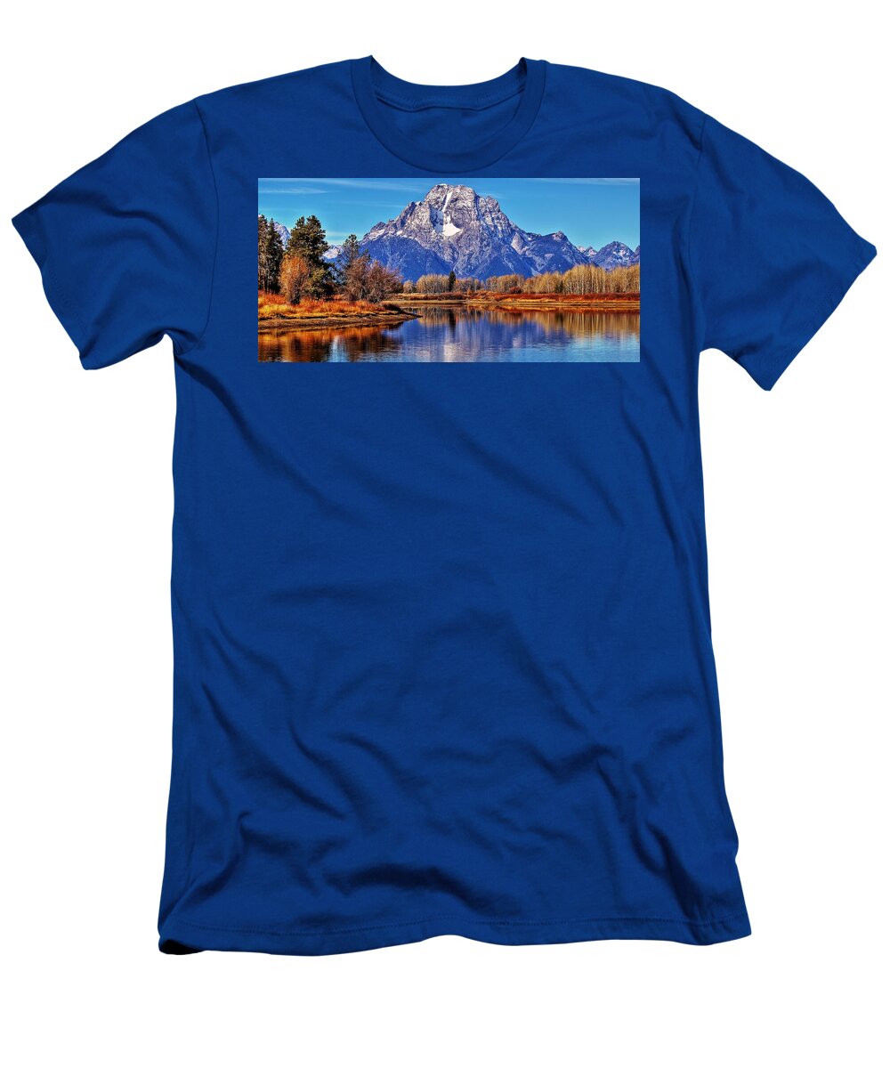 Grand Tetons T-Shirt featuring the photograph Majestic Moran by Benjamin Yeager