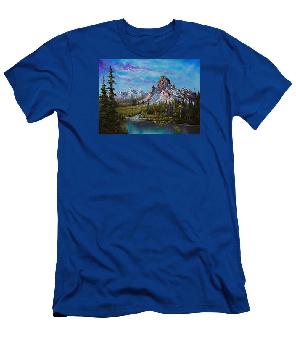 Landscape T-Shirt featuring the painting Majestic Morning by Chris Steele
