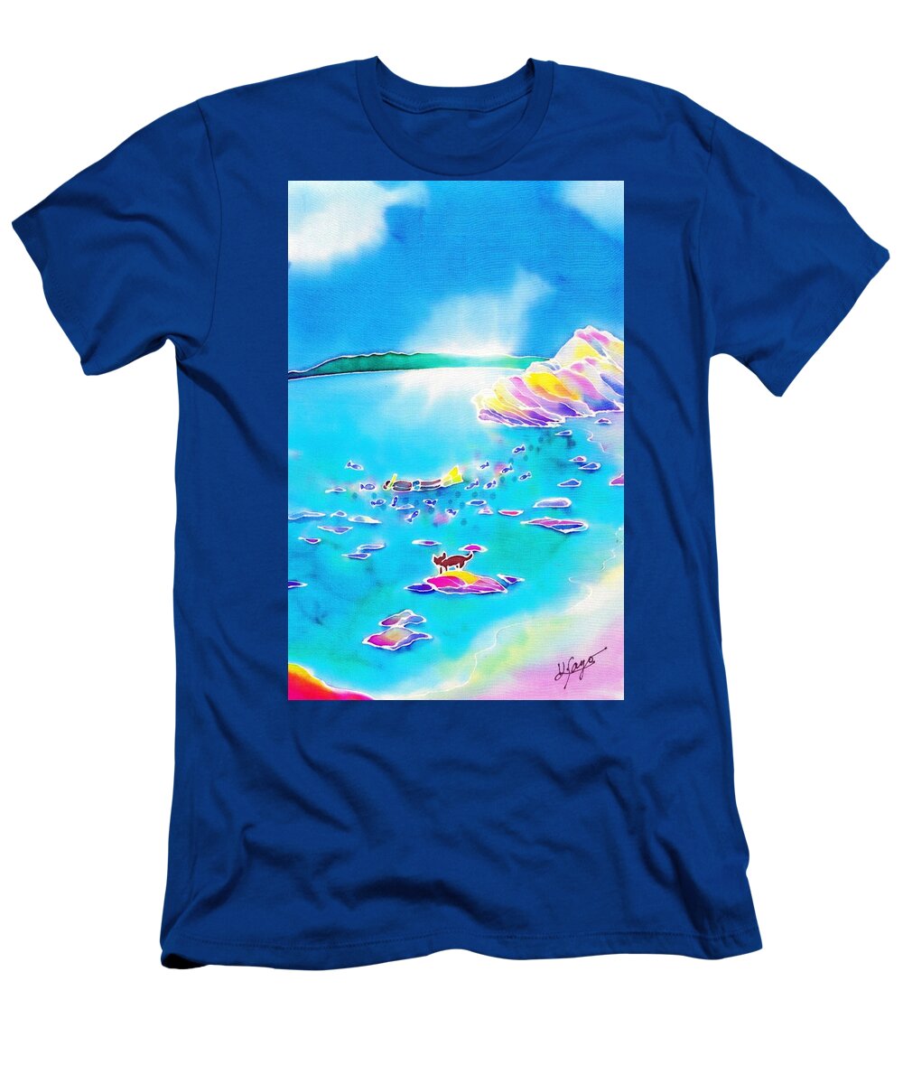 Seascape T-Shirt featuring the painting Memories of summer holidays by Hisayo OHTA