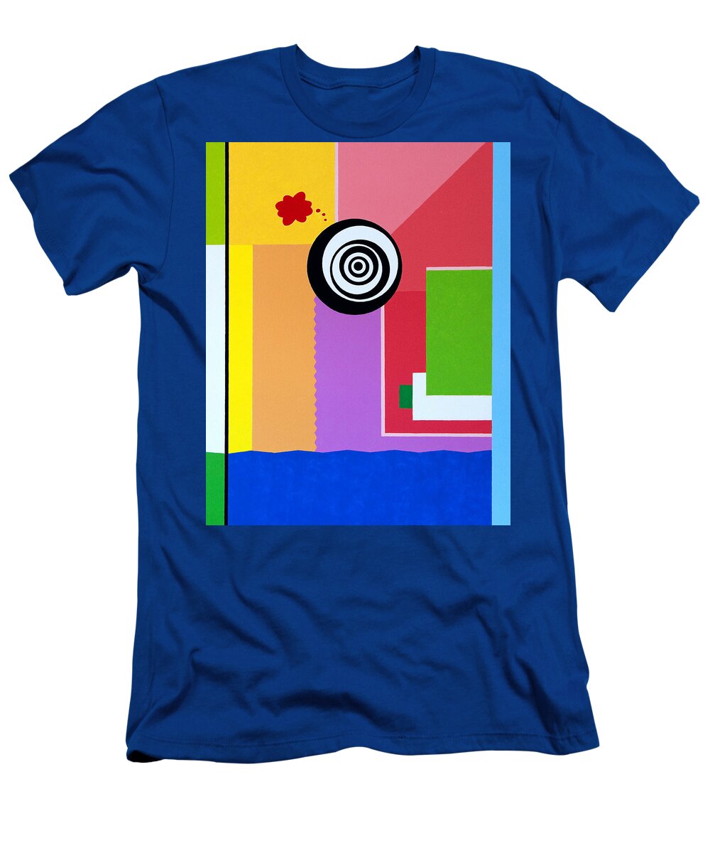 Geometric T-Shirt featuring the painting Mid Century Conflict by Thomas Gronowski
