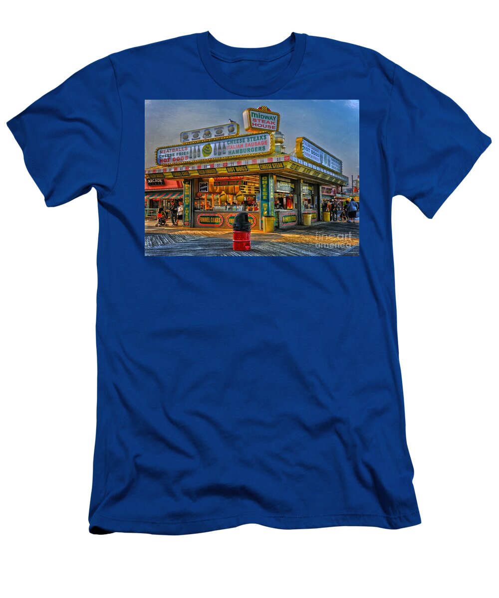 Boardwalk Icon T-Shirt featuring the photograph Midway Steak House by Debra Fedchin