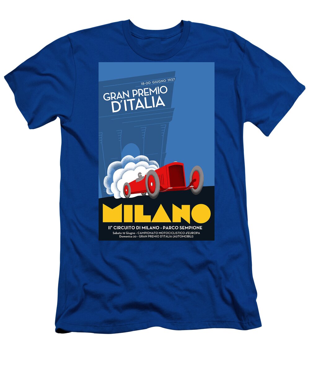 Gran Premio T-Shirt featuring the digital art Milan Italy Grand Prix 1937 by Georgia Fowler
