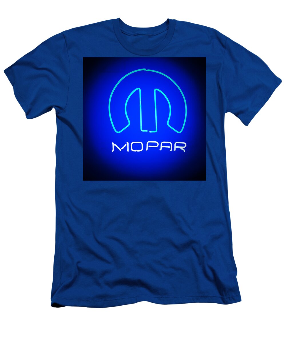 Mopar Neon Sign T-Shirt featuring the photograph Mopar Neon Sign by Jill Reger