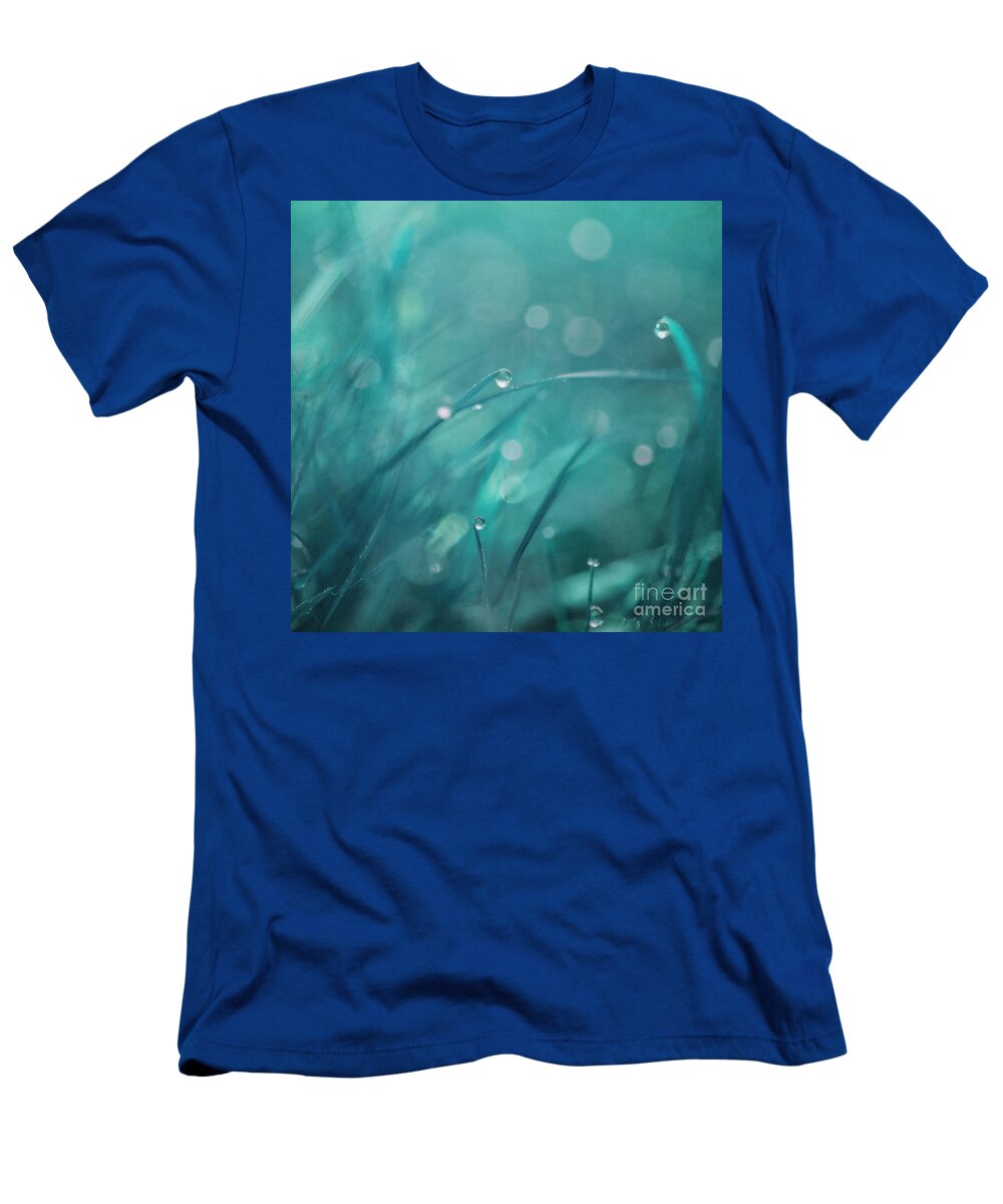 Blue T-Shirt featuring the photograph Morning Droplets by Priska Wettstein