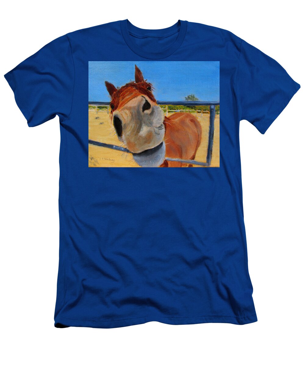 Horse T-Shirt featuring the painting Mug Shot by Linda Feinberg