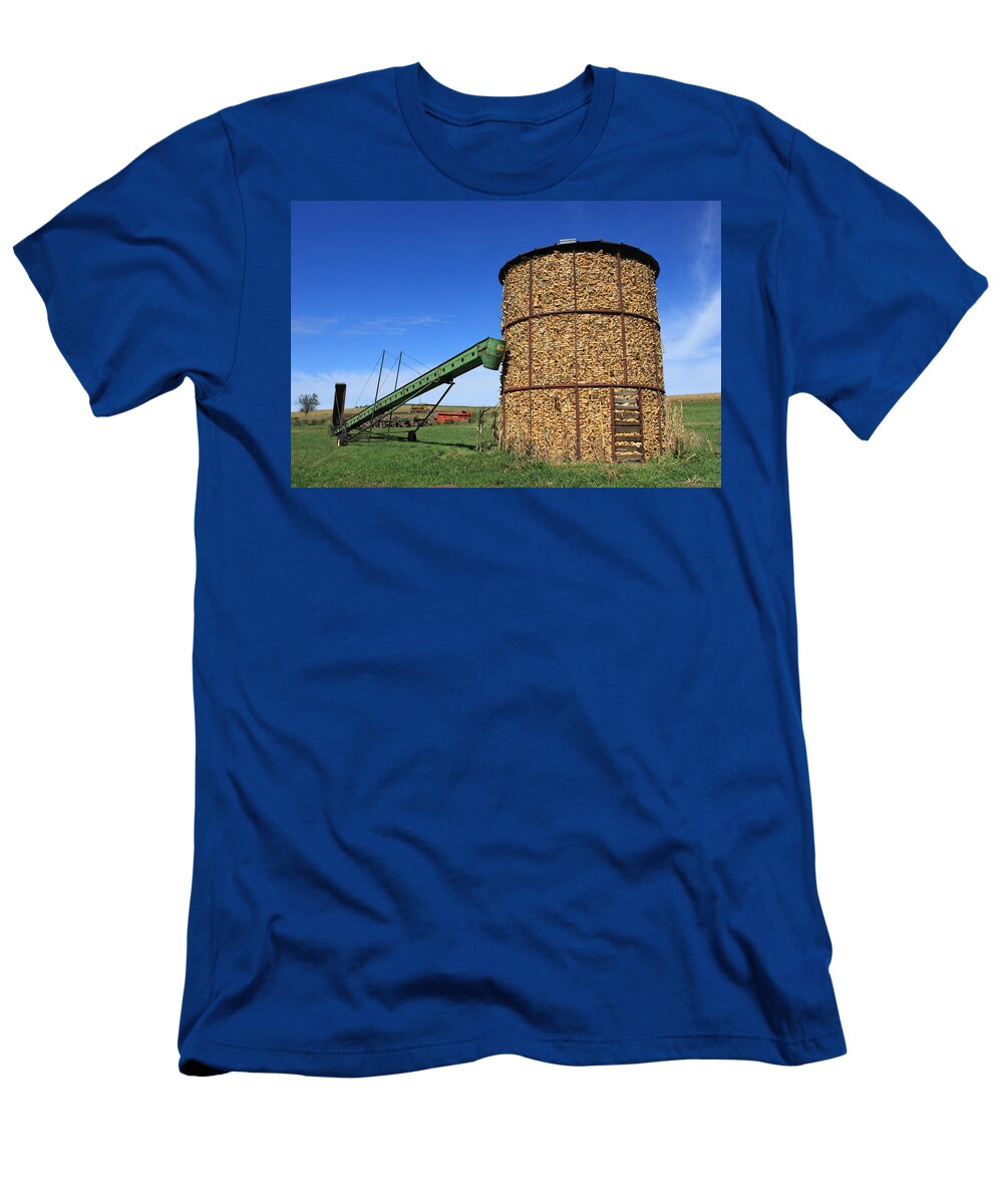 Corn T-Shirt featuring the photograph Nebraska Bin and Auger by J Laughlin