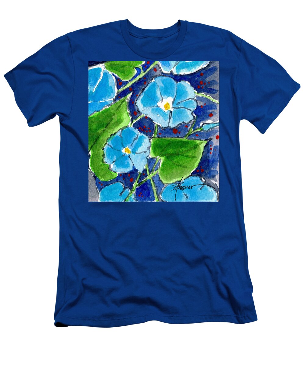 Morning Glories T-Shirt featuring the painting New Every Morning by Adele Bower