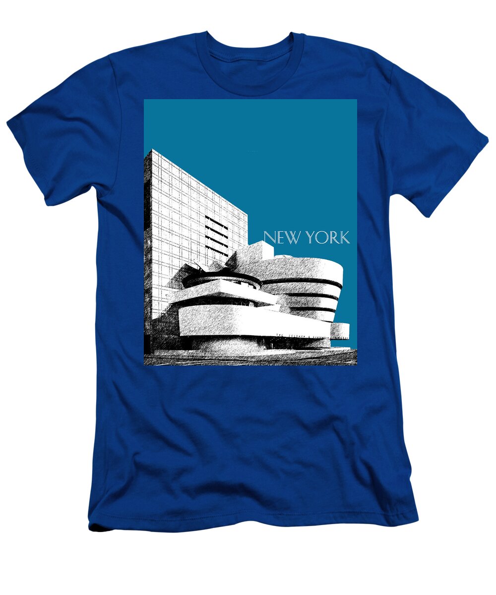 Architecture T-Shirt featuring the digital art New York Skyline Guggenheim Art Museum - Steel Blue by DB Artist