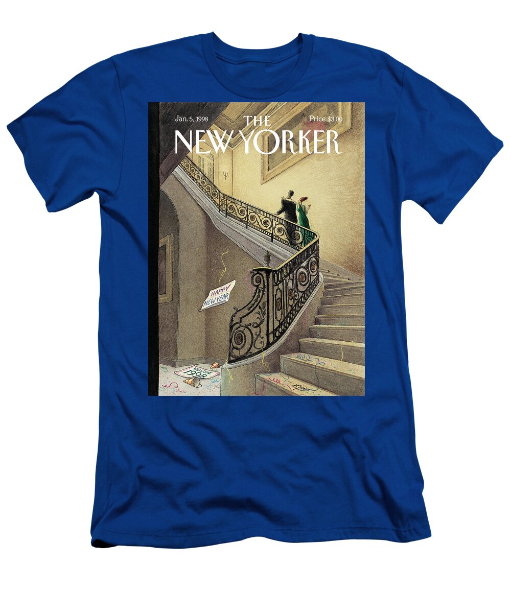 The New Year T-Shirt featuring the painting New Yorker January 5th, 1998 by Harry Bliss