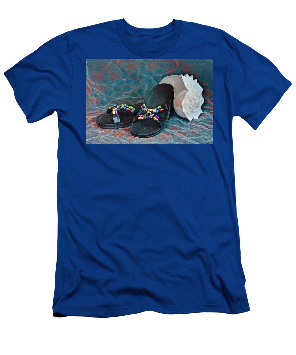Shoe T-Shirt featuring the photograph Flip Flop Conch Shell by Patti Deters
