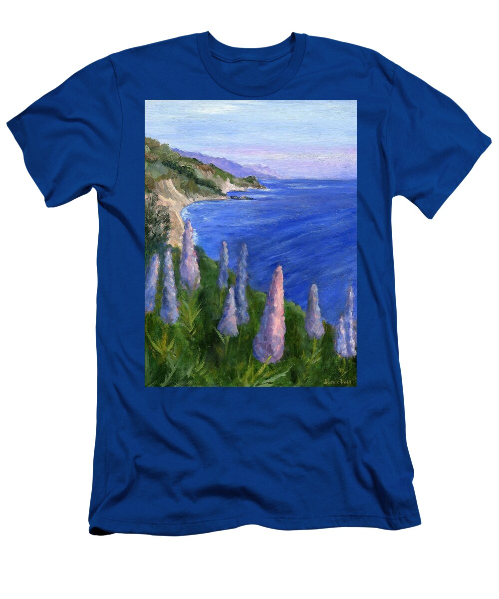 California T-Shirt featuring the painting Northern California Cliffs by Jamie Frier