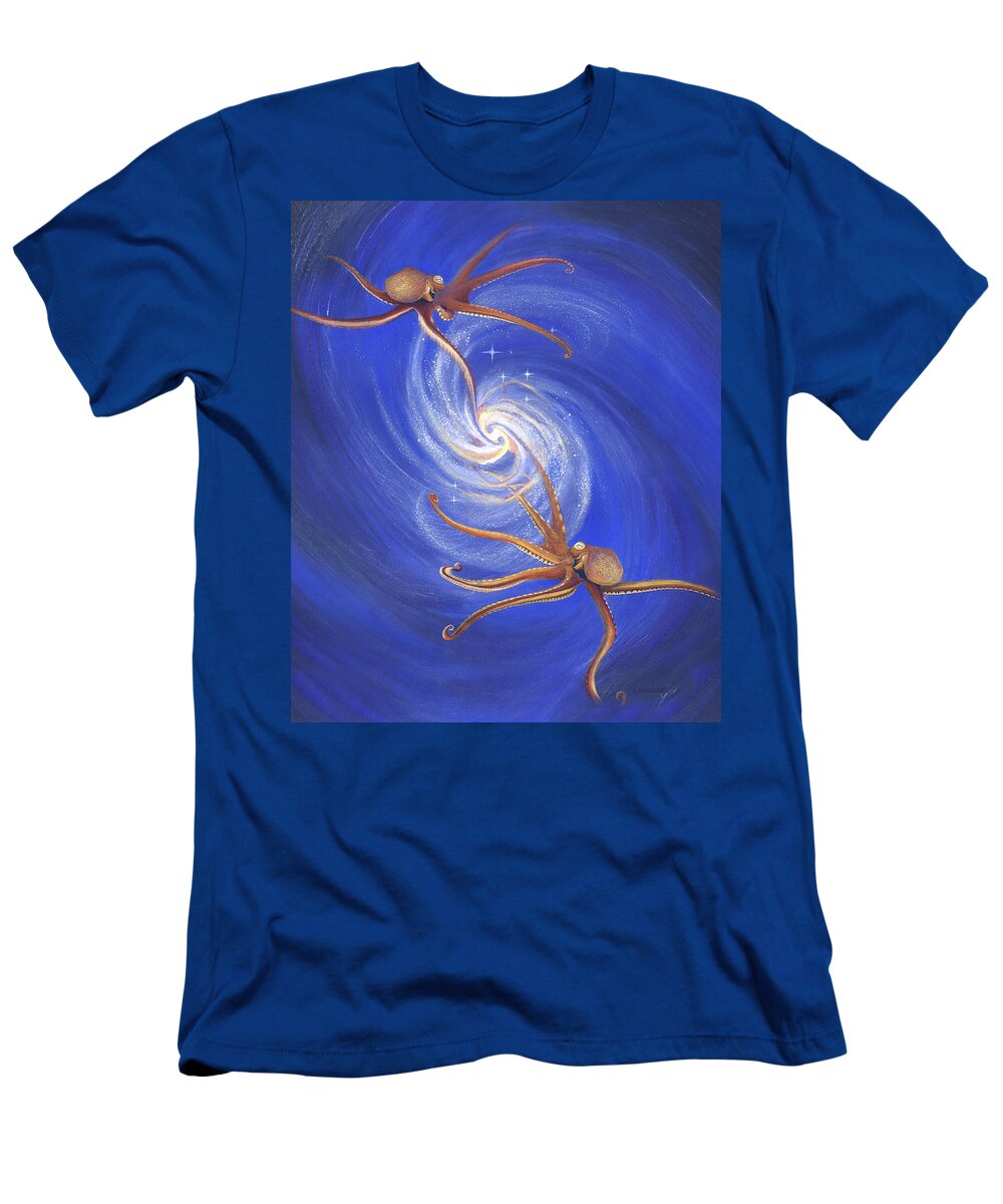 Nature T-Shirt featuring the drawing Octopi Dance of Creation by Robin Aisha Landsong
