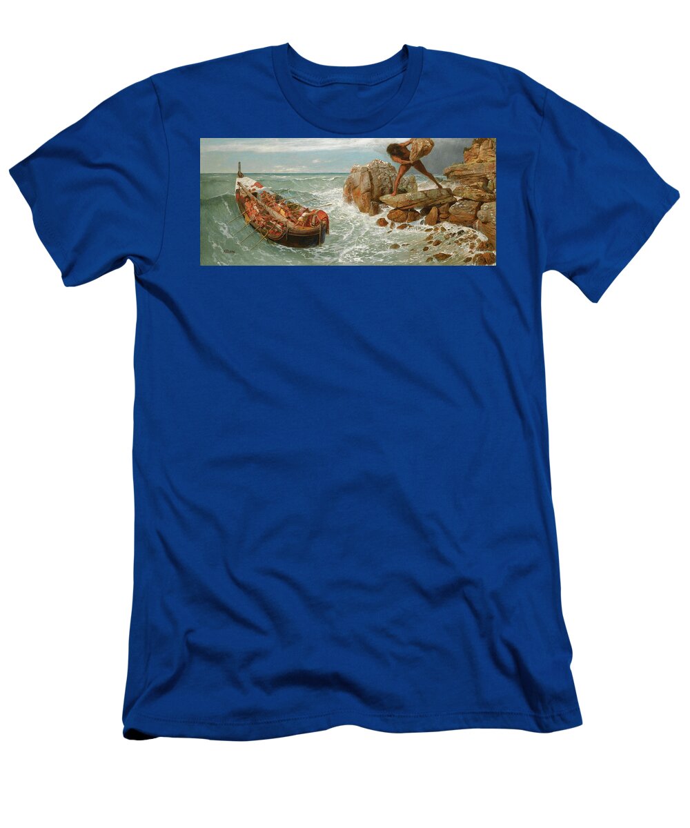 Arnold Boecklin T-Shirt featuring the painting Odysseus and Polyphemus by Arnold Boecklin