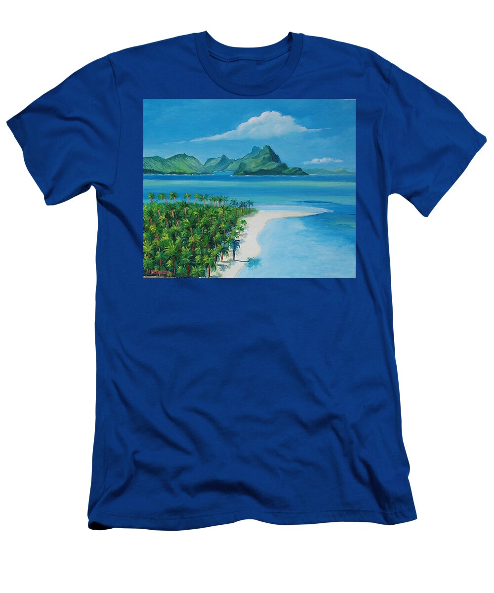 Bay T-Shirt featuring the painting Papeete Bay in Tahiti by Jean Pierre Bergoeing