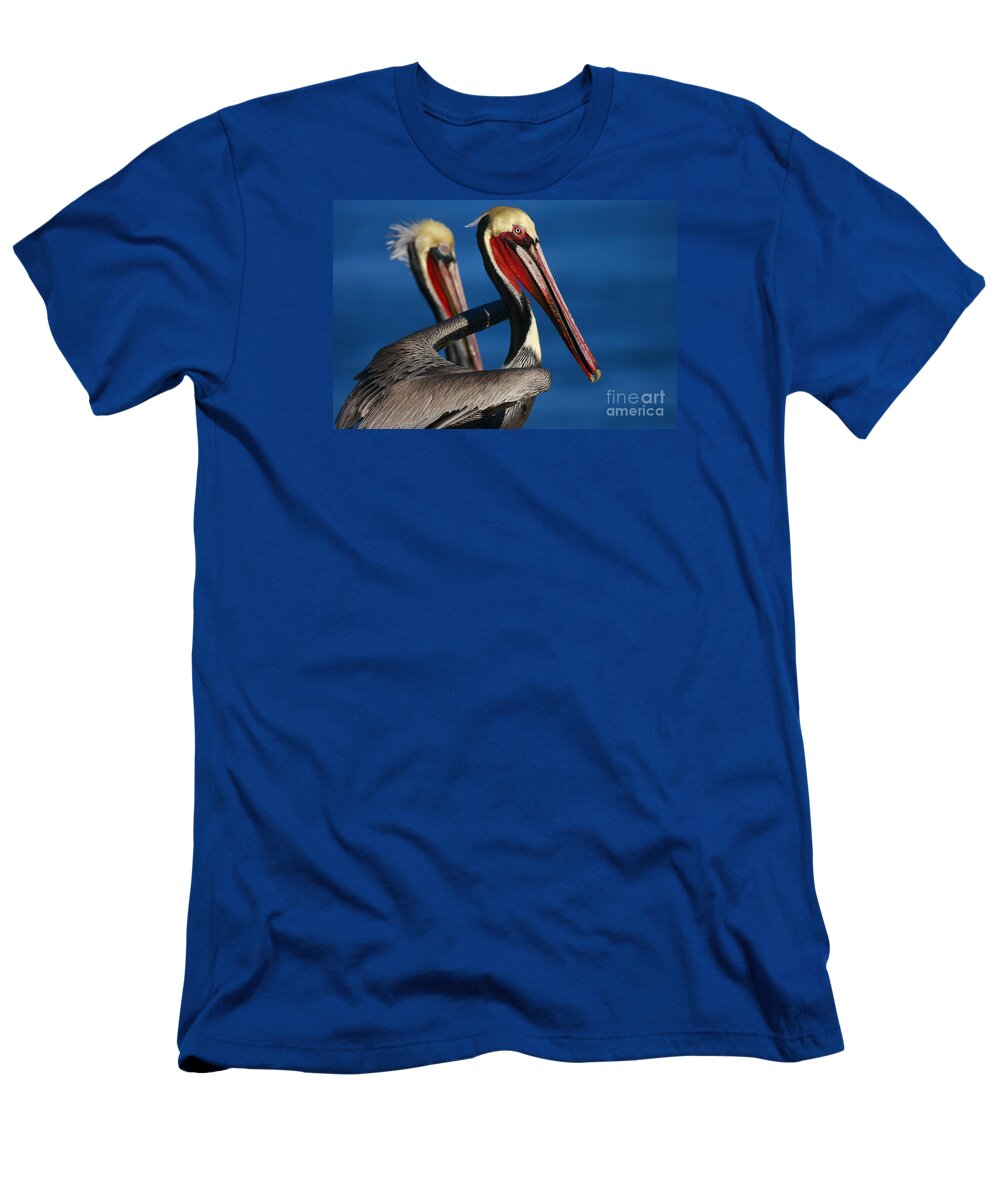 Landscapes T-Shirt featuring the photograph La Jolla Pelicans In Waves by John F Tsumas