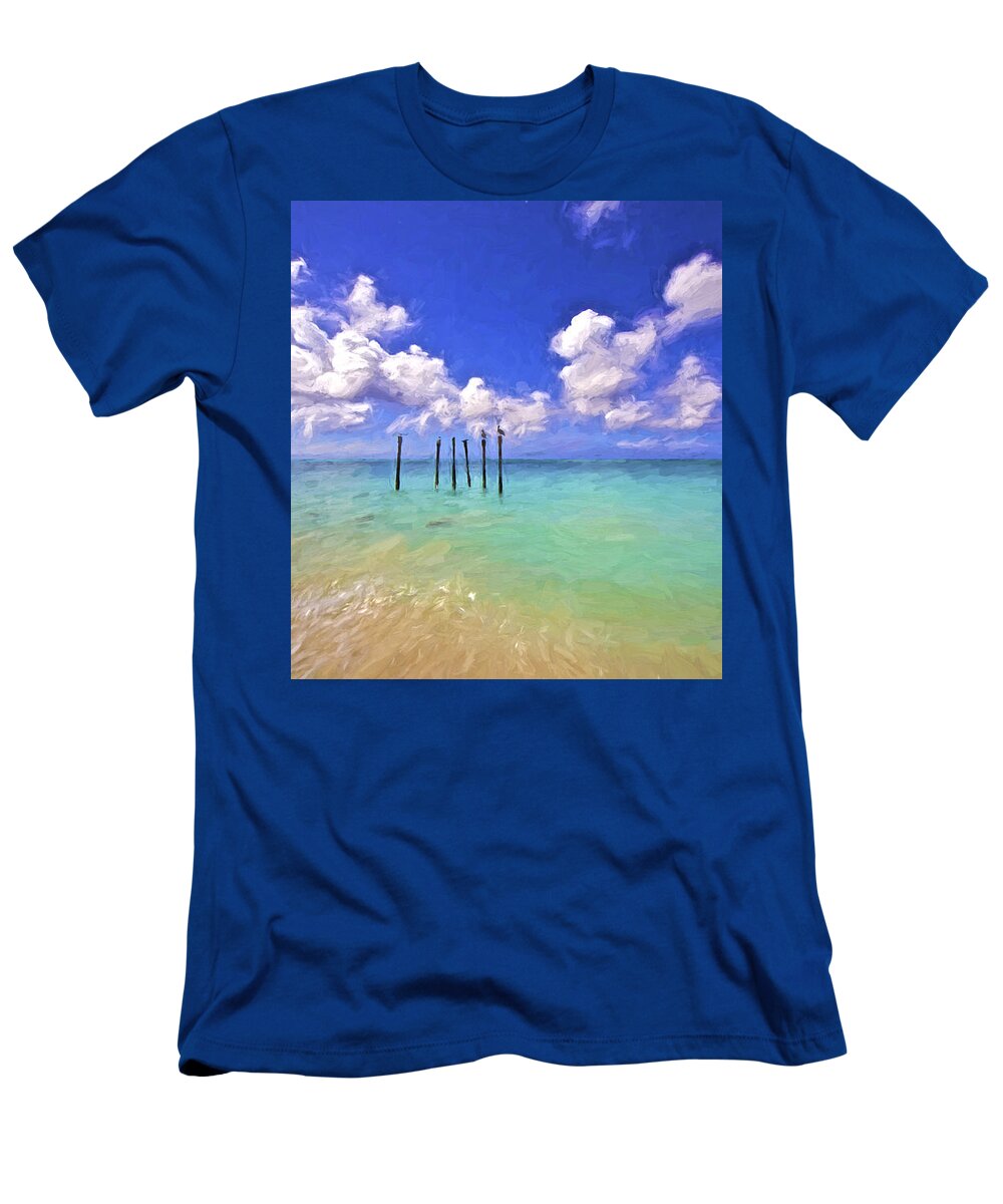 Aruba T-Shirt featuring the painting Pelicans of Aruba by David Letts
