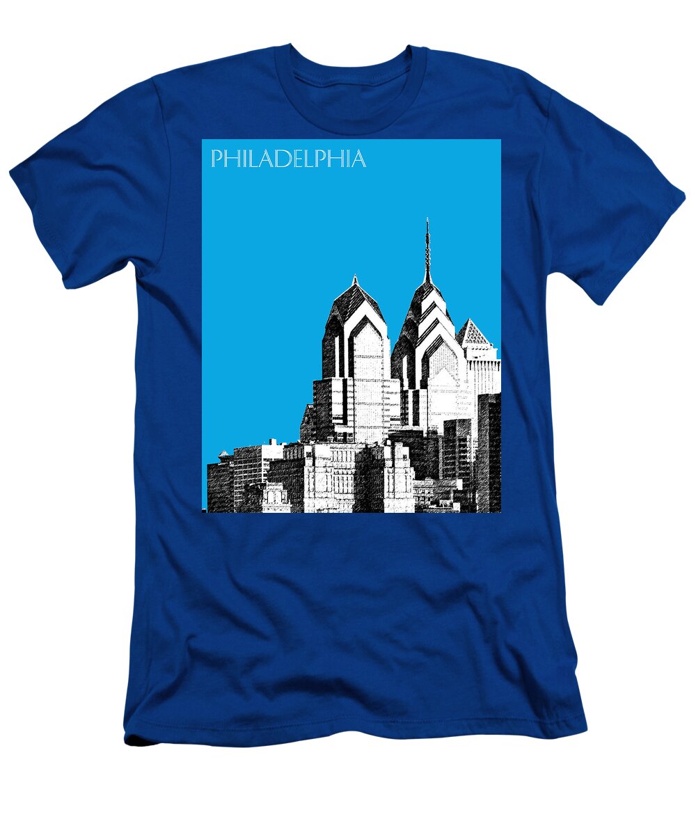 Architecture T-Shirt featuring the digital art Philadelphia Skyline Liberty Place 1 - Ice Blue by DB Artist