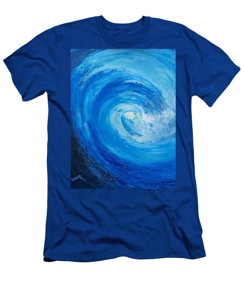 Pipeline. Blue T-Shirt featuring the painting Pipeline No Way Out by Conor Murphy