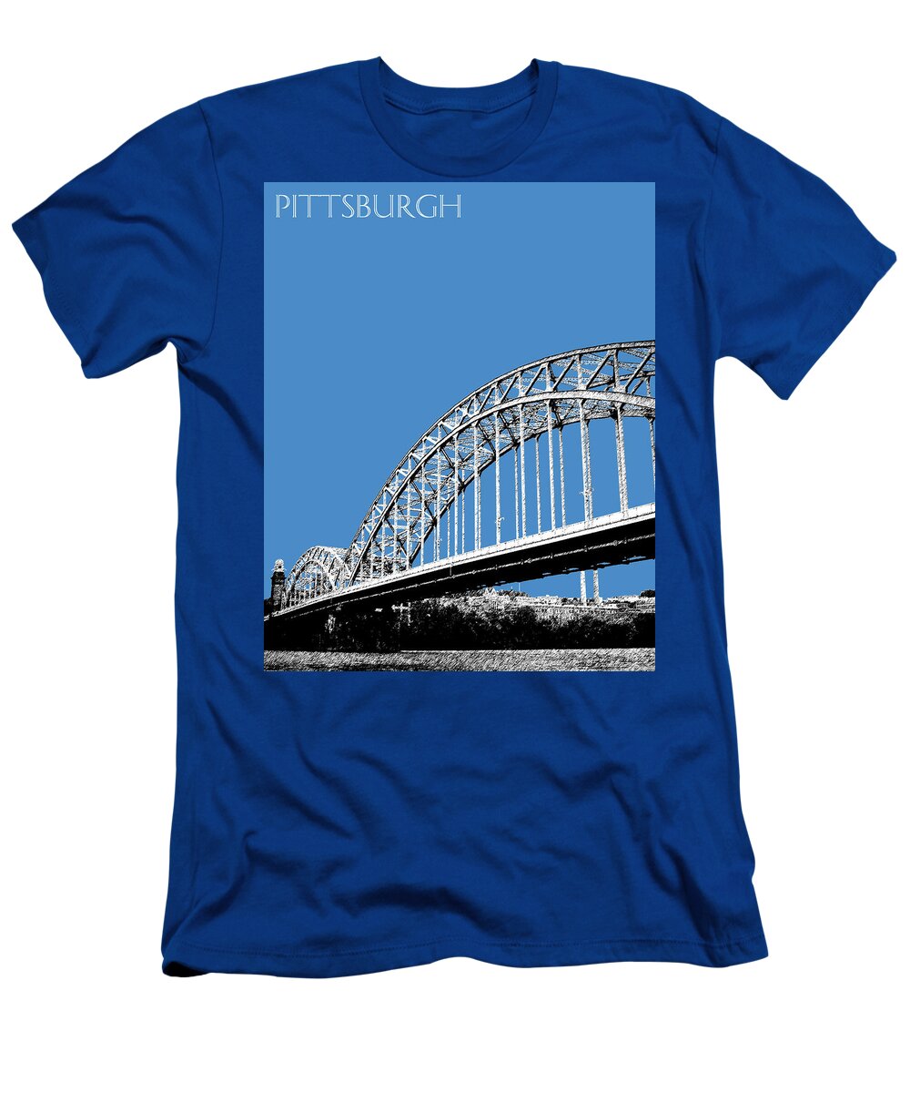 Architecture T-Shirt featuring the digital art Pittsburgh Skyline 16th St. Bridge - Slate by DB Artist
