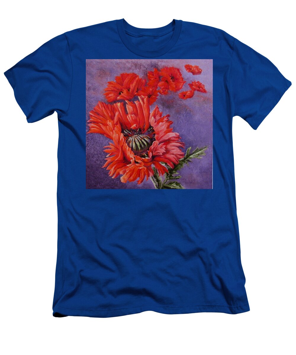 Poppies T-Shirt featuring the painting Pleasing Poppies by Rebecca Hauschild
