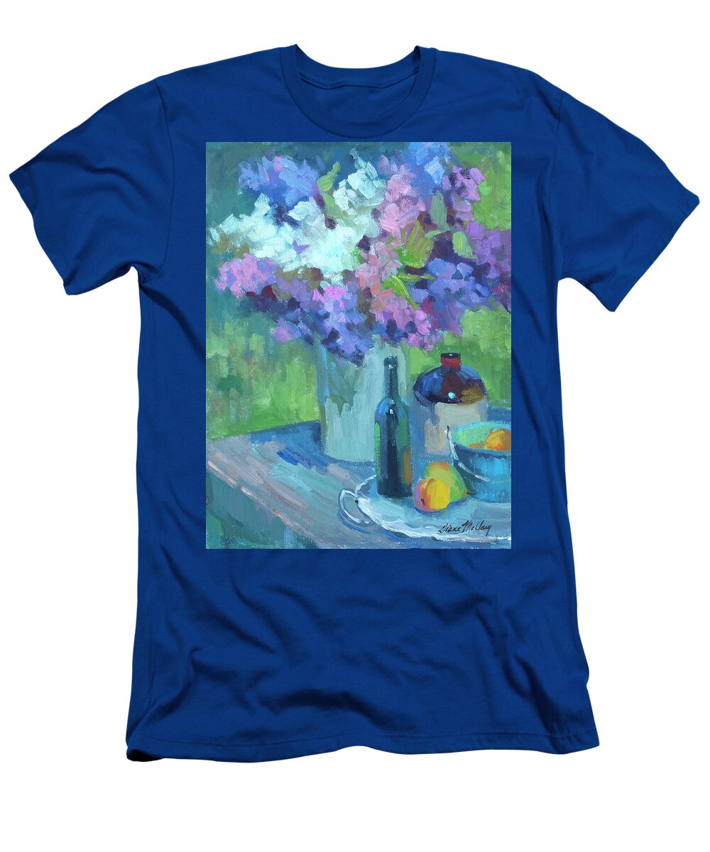 Plein Air Lilacs T-Shirt featuring the painting Plein Air Lilacs by Diane McClary